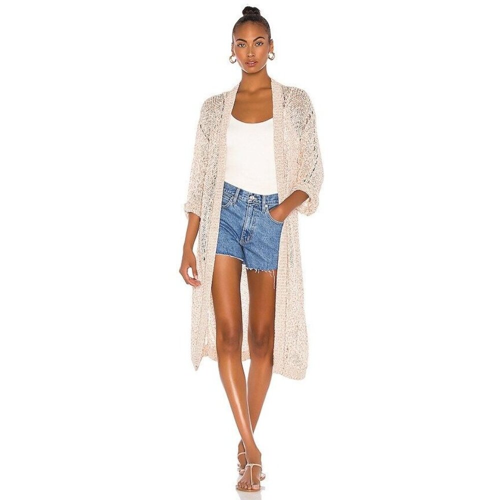 One Grey Day Marta Beach Duster Cardigan Size XS Open Front Long Sleeve Sweater